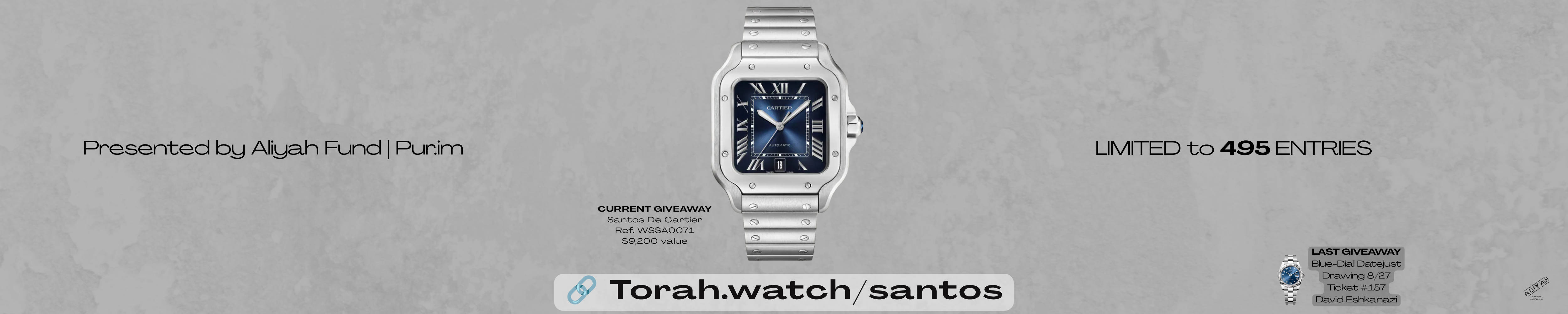Win Your Cartier Santos Torah.watch and Invest in Torah!